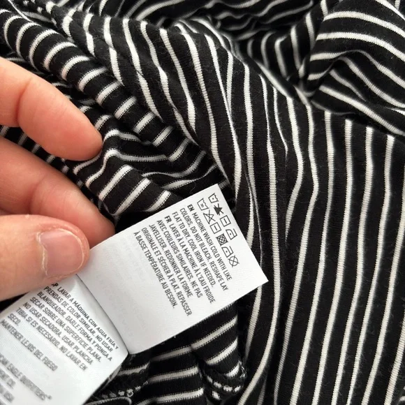 American Eagle Outfitters Black White Striped Jumpsuit  Stretchy Elastic Spring - Picture 8 of 12
